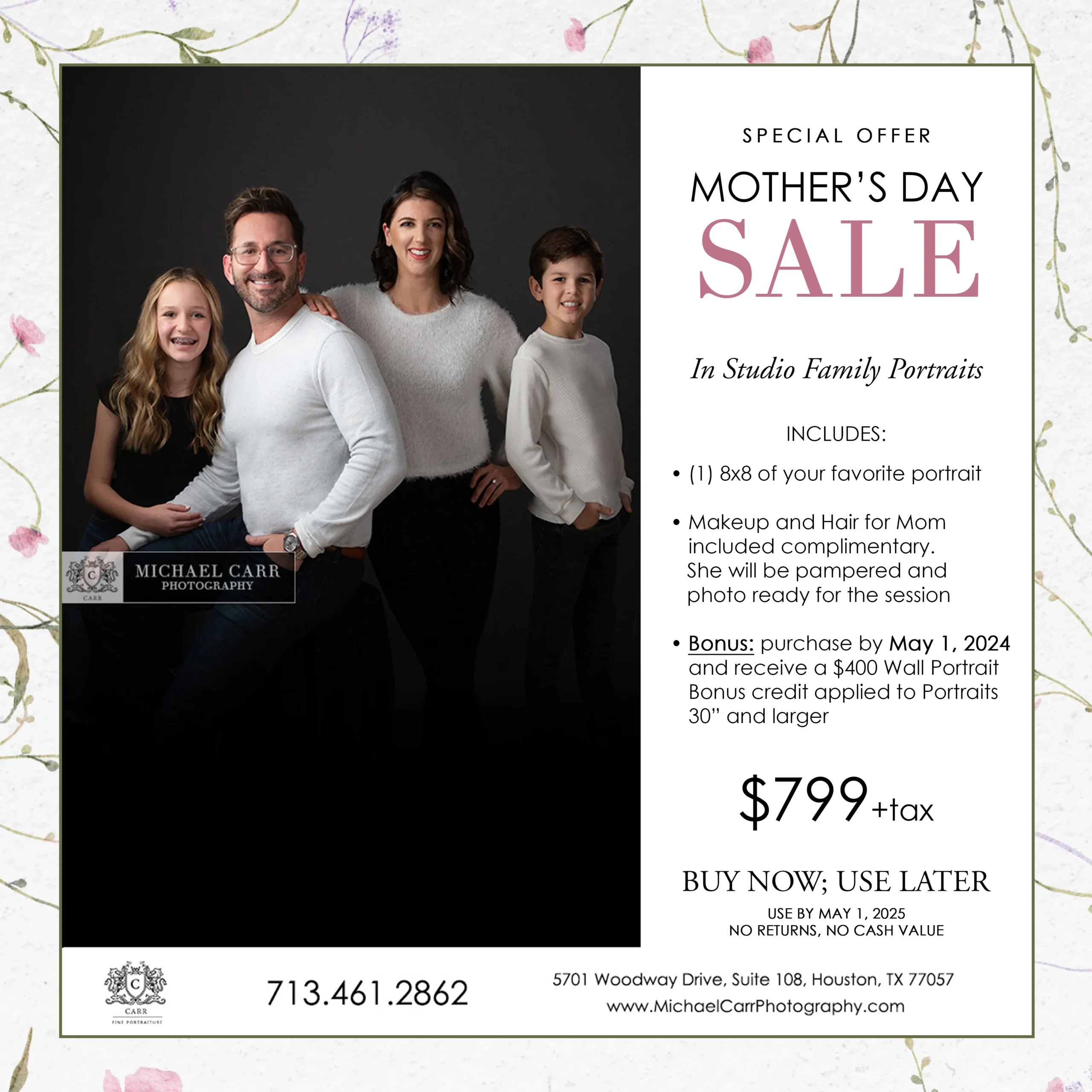 Mother's Day Portrait Gift Certificate 
