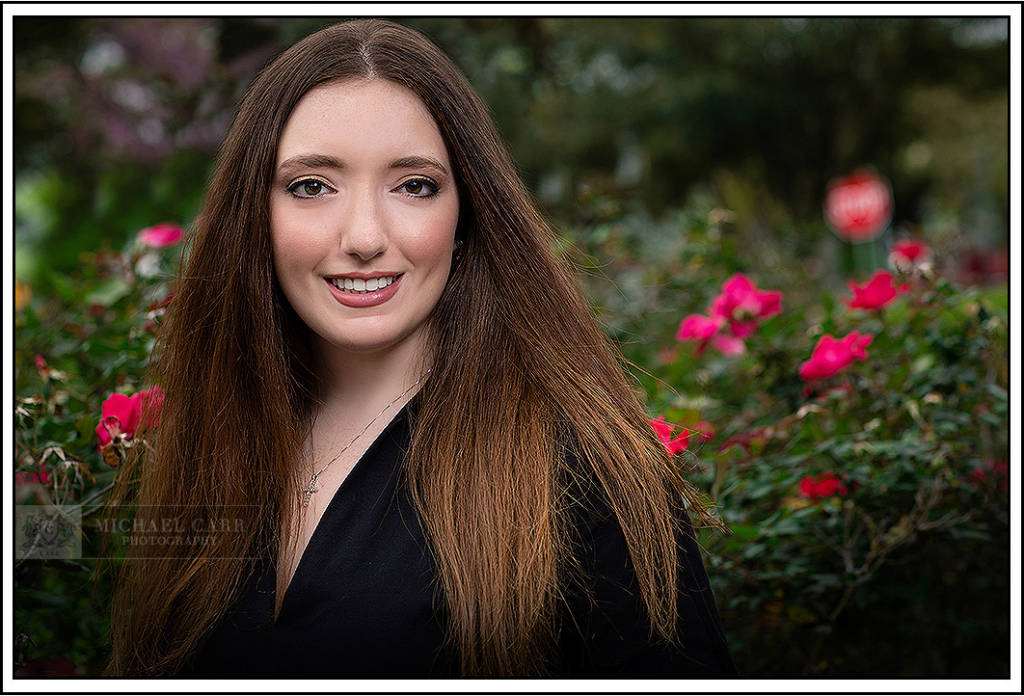 Professional Photographer Houston Outdoor Houston senior portrait photographed in a garden setting