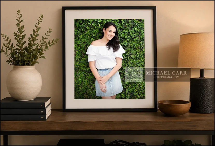 Professional Photographer Houston Senior Photography wall portrait inside home